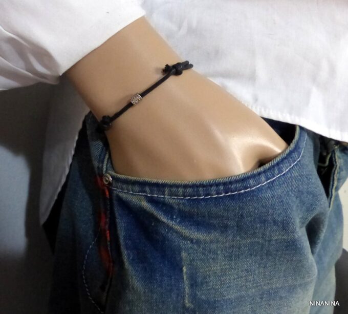 N2776e_Bracelet_homme_cordon_cuir_perle_tube_argent_925_massif