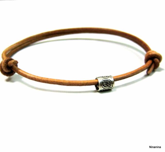 N2776terc_bracelet_cordon_cuir_tube_argent_massif