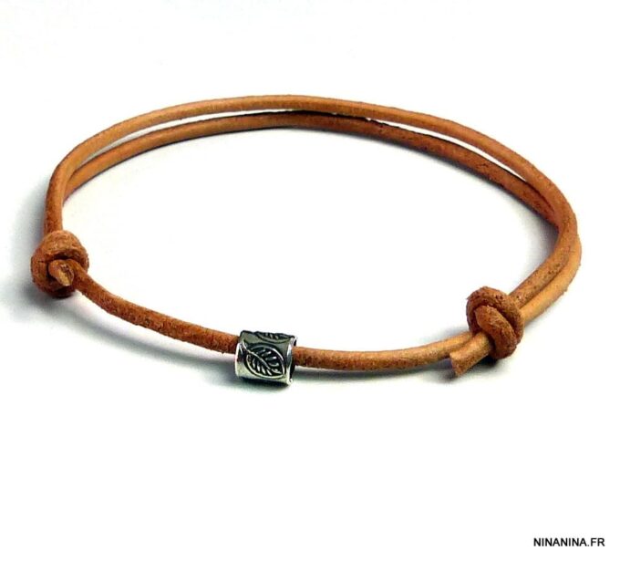 N2776tere_Bracelet_cordon_cuir_perle_tube_argent_massif