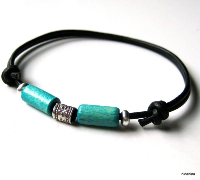 N2778terc_bracelet_cordon_cuir_bois_argent_925