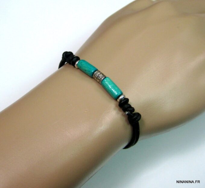 N2778terd_bracelet_cordon_cuir_argent_massif_bois_turquoise