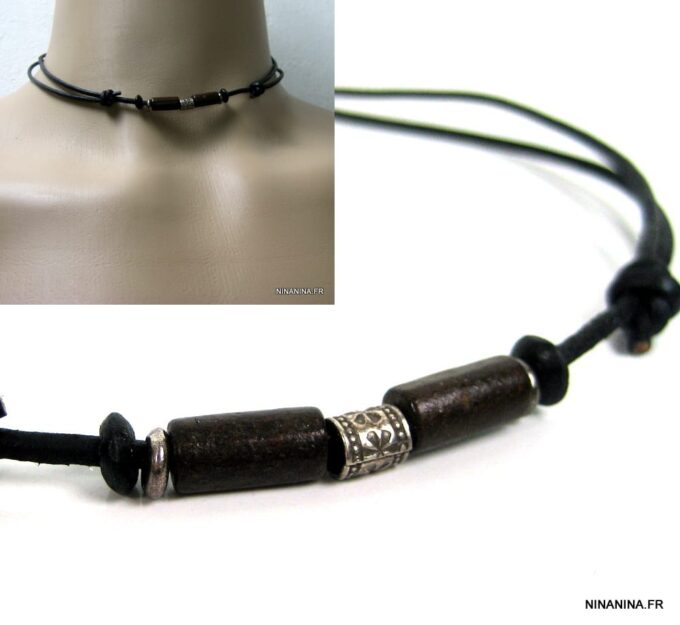 N2779ter_collier_cordon_cuir_argent_massif_bois