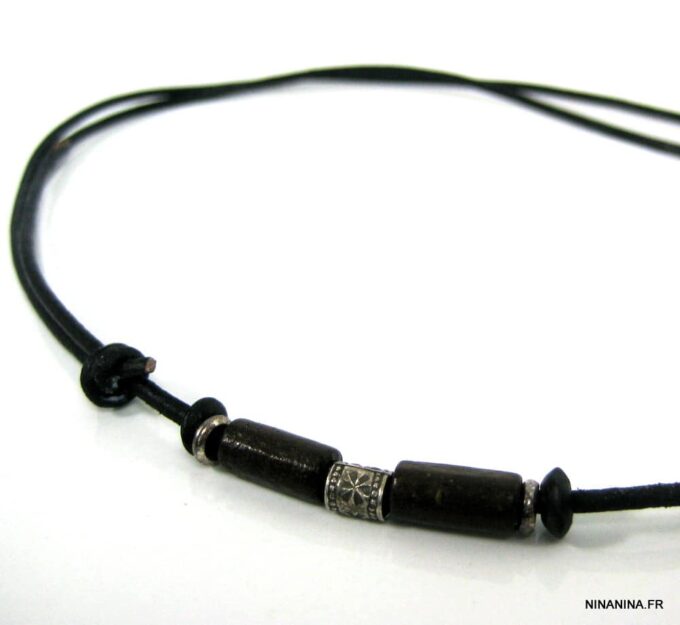 N2779terd_collier_cordon_cuir_argent_massif_bois
