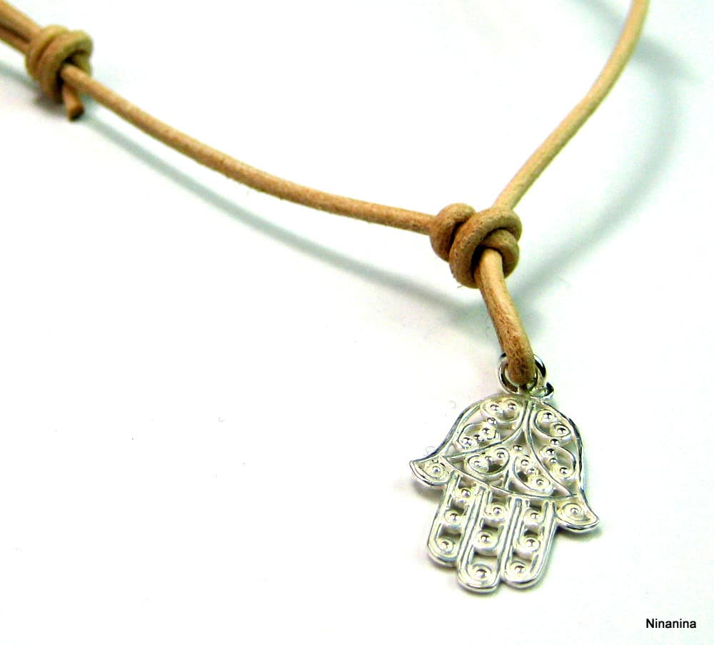 Collier Main de fatima homme Cordon Cuir Argent 925 massif – Image 19