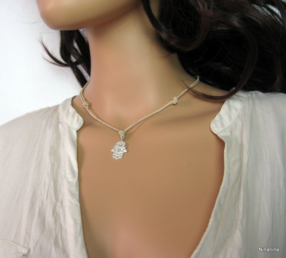 Collier Main de fatima homme Cordon Cuir Argent 925 massif – Image 22
