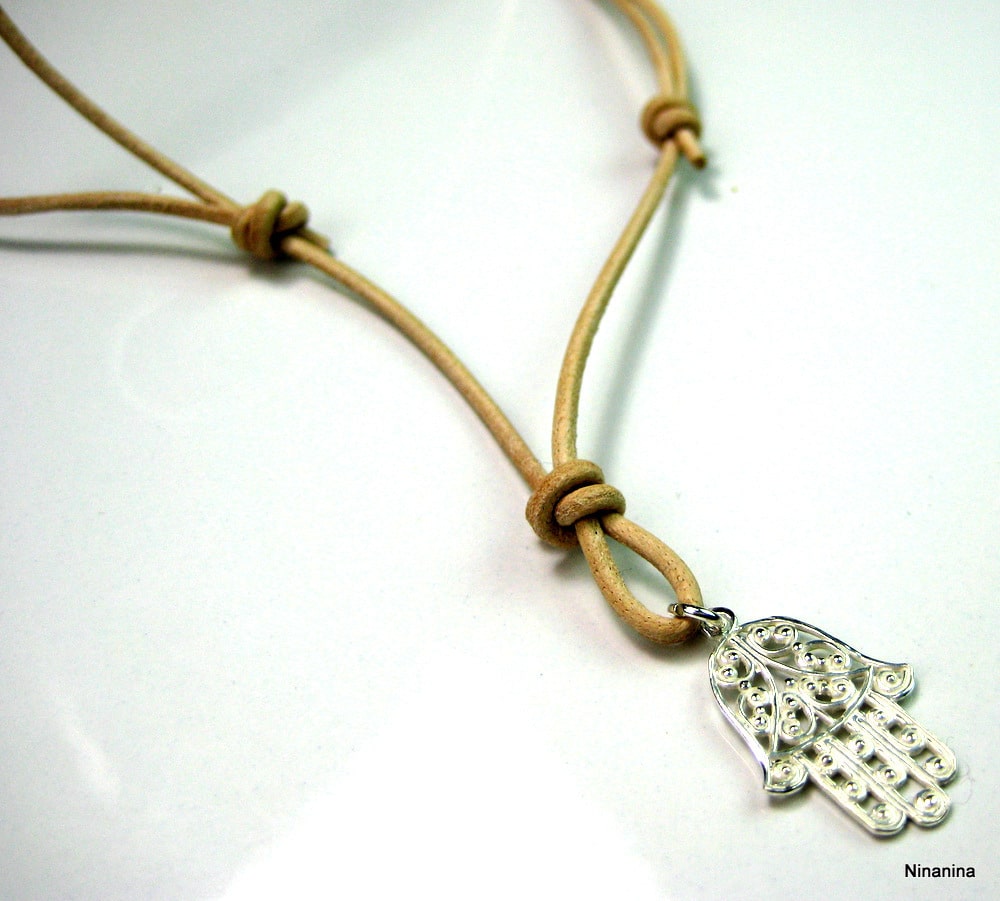 Collier Main de fatima homme Cordon Cuir Argent 925 massif – Image 5