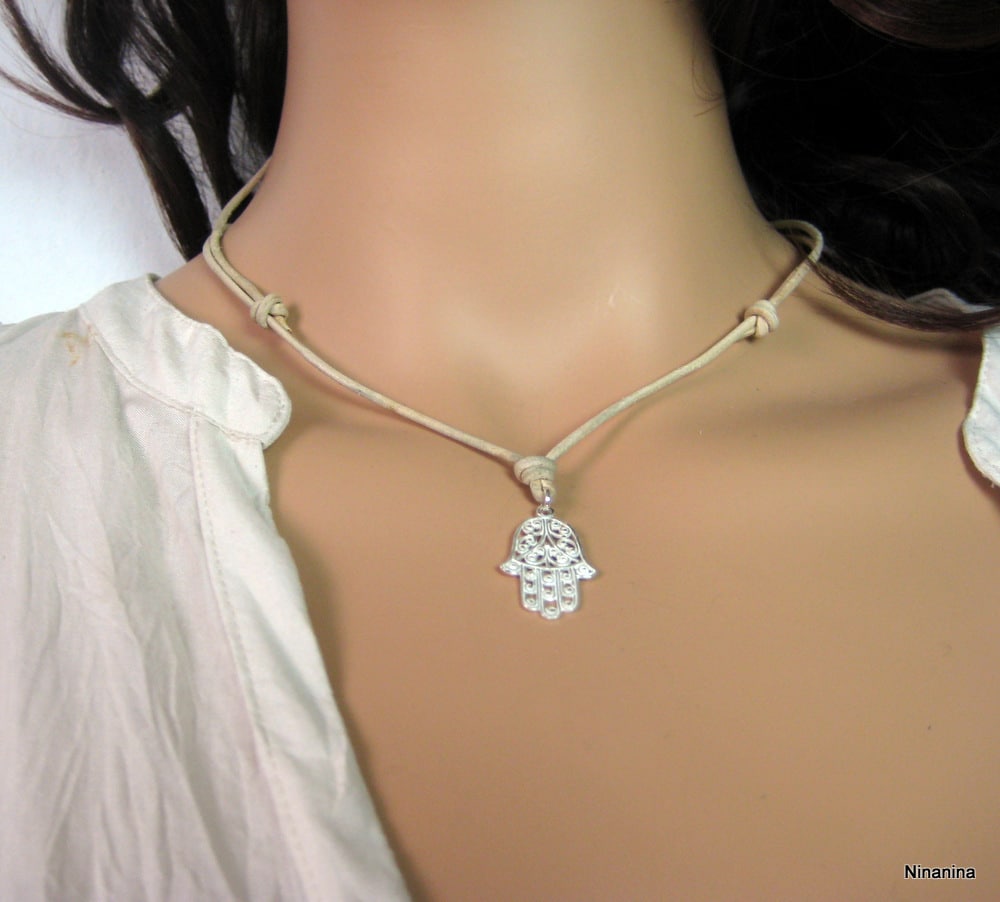 Collier Main de fatima homme Cordon Cuir Argent 925 massif – Image 6
