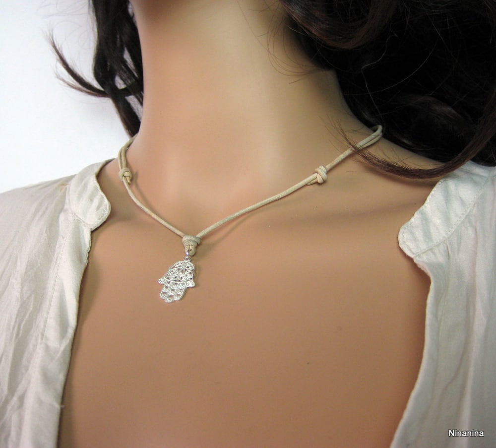 Collier Main de fatima homme Cordon Cuir Argent 925 massif – Image 7