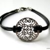 N2826a_bracelet_cordon_cuir_rosace_argent