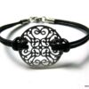 N2826tera_bracelet_cordon_cuir_et_rosace_filigranee_argent