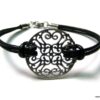 N2826terc_bracelet_cordon_cuir_et_rosace_filigranee_argent