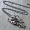 N2827d Collier long femme pendentif aile d'ange argenté - Bijoux colliers en ligne Ninanina