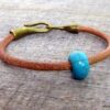 N2898terd_Bracelet_homme_cuir_boule_turquoise_fermoir_crochet_metal_bronze