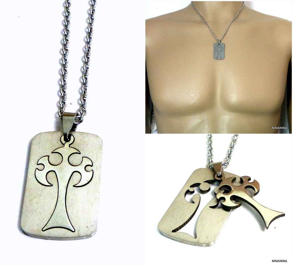 Collier homme croix arbre de vie Acier inoxydable – Image 10