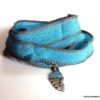 N2917j_Bracelet_wrap_soie_lavee_turquoise_pendentif_CORSE_acier_inoxydable_-_Bijoux_Bracelets_en_ligne_NINANINA