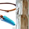 N2960 Collier pendentif corne turquoise homme lacet cuir naturel - Bijoux Colliers en ligne Ninanina
