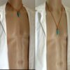 N2960a Collier pendentif corne turquoise homme lacet cuir - Bijoux Colliers en ligne Ninanina