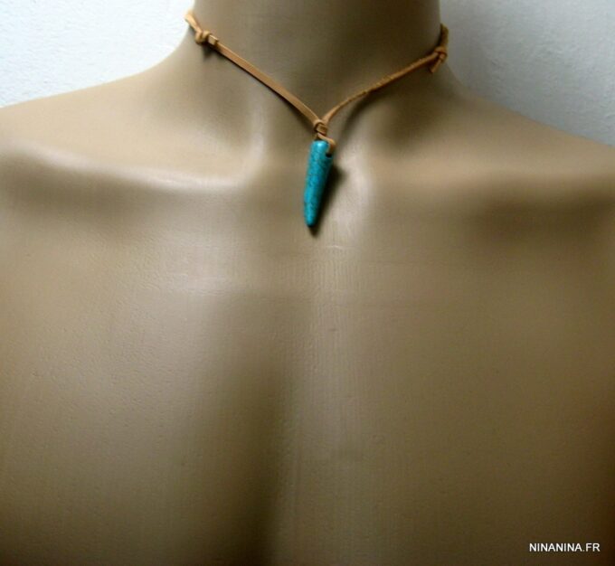 N2960terb_collier_homme_cuir_corne_turquoise