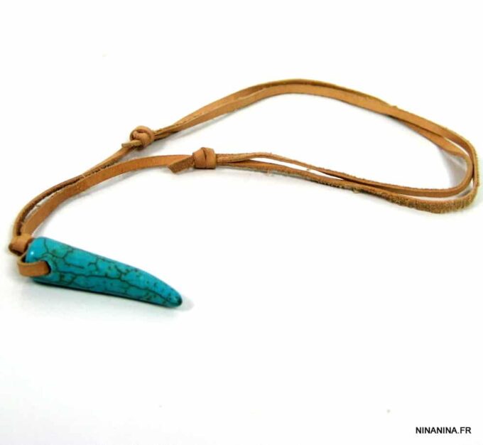 N2960terd_collier_homme_cuir_corne_turquoise