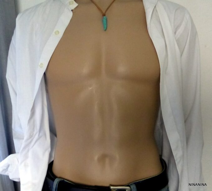 N2960tere_Collier_homme_cuir_dent_de_tigre_corne_turquoise