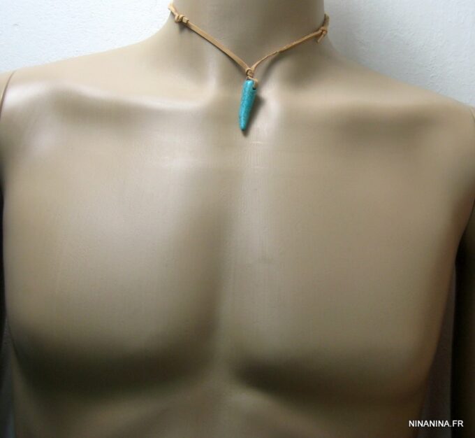 N2960tere_collier_homme_cuir_corne_turquoise