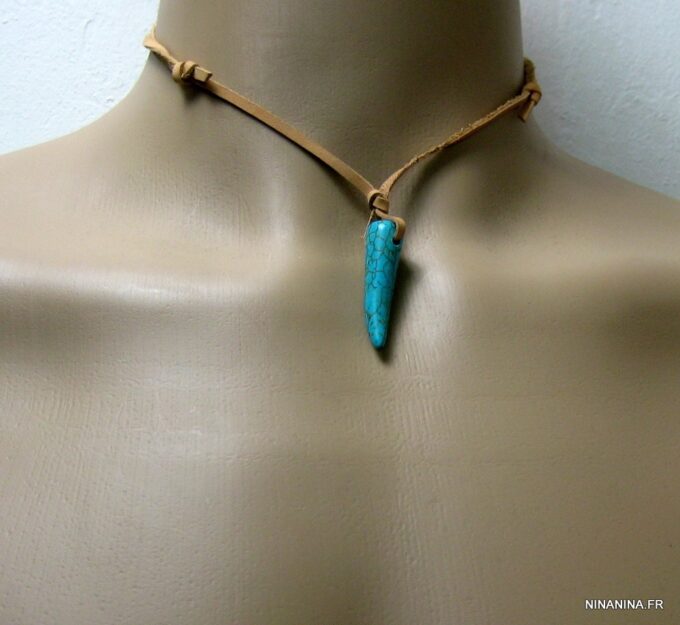 N2960terf_collier_homme_cuir_corne_turquoise
