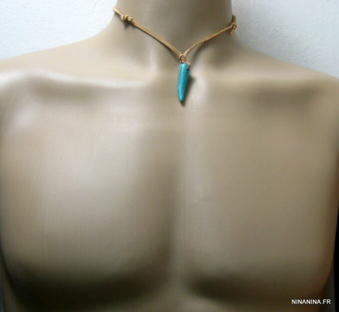 N2960teri_collier_homme_cuir_corne_turquoise