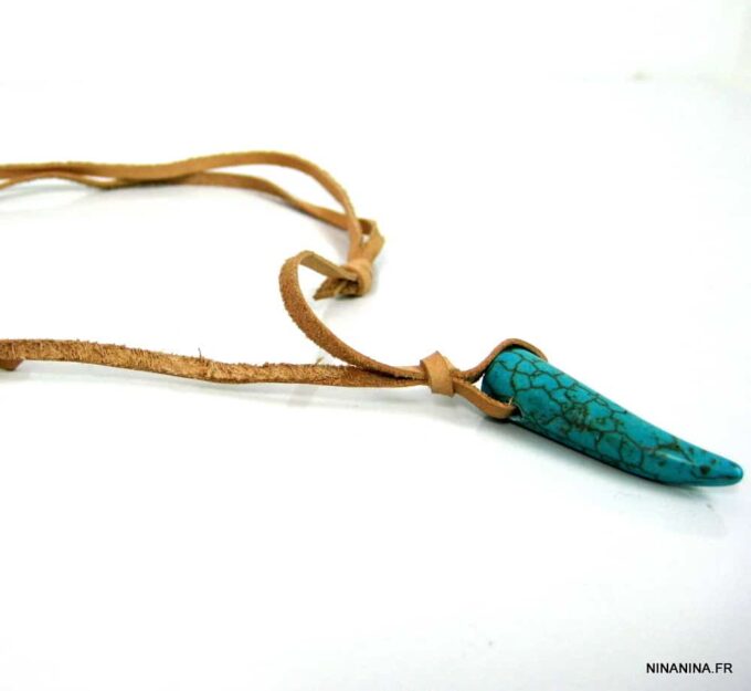 N2960terj_collier_homme_cuir_corne_turquoise