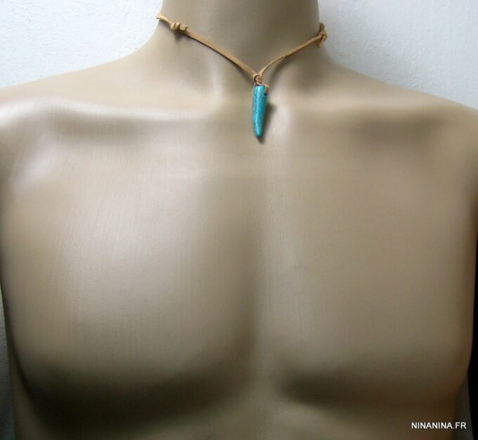 N2960terk_collier_homme_cuir_corne_turquoise
