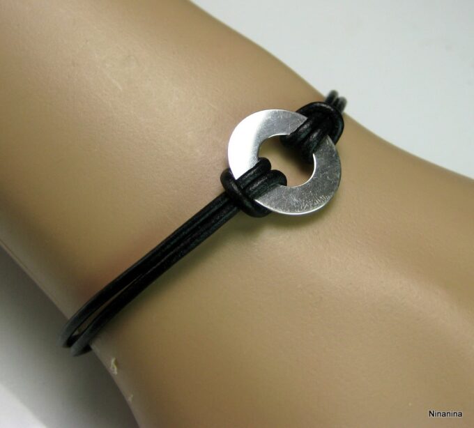 N2980terc_bracelet_cible_cuir_et_argent_massif