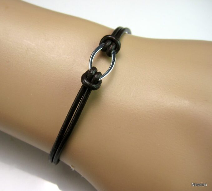 N2981terc_bracelet_cordon_cuir_anneau_argent_massif