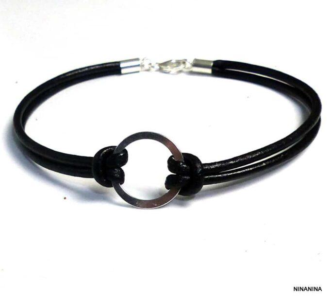 N2982d_Bracelet_homme_cordon_cuir_anneau_argent_925_massif