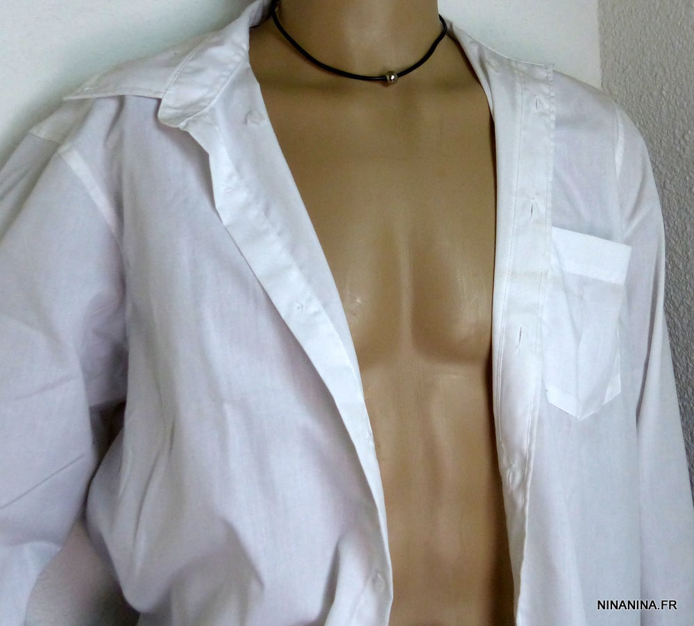 Collier boule homme cuir Acier inoxydable argent – Image 12