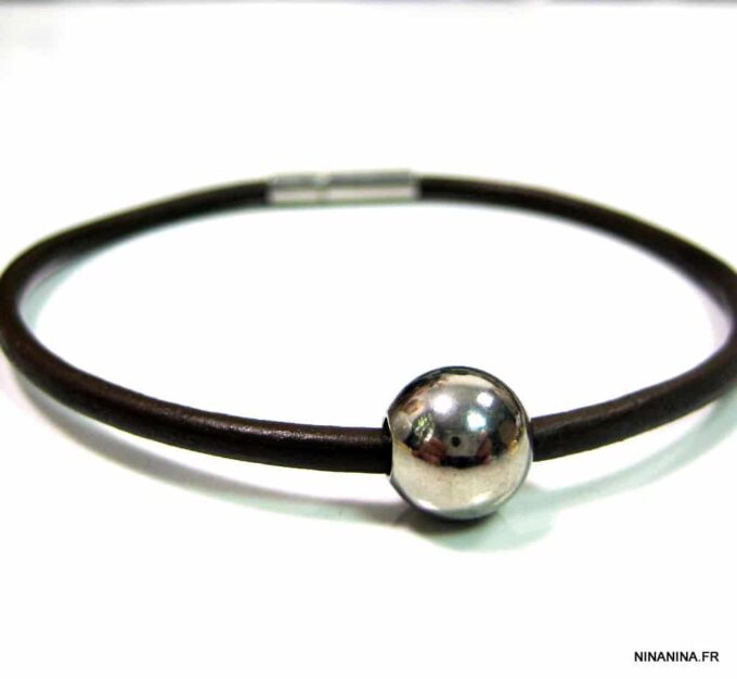 N2984tera_bracelet_cuir_boule_acier_inoxydable
