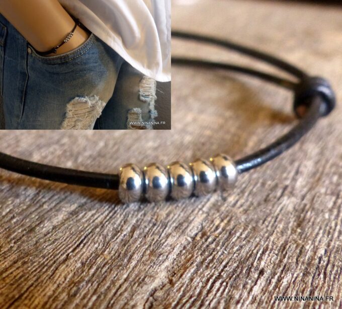 N2991b_Bracelet_homme_femme_cordon_cuir_perles_acier_inoxydable_NINANINA