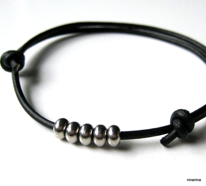 N2991tera_bracelet_cordon_cuir_perles_acier_inoxydable