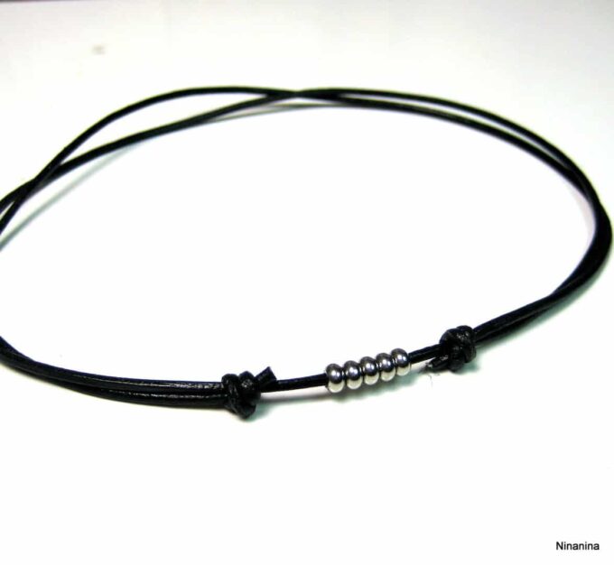 N2992tere_collier_homme_cordon_cuir_rondelles_acier_inoxydable