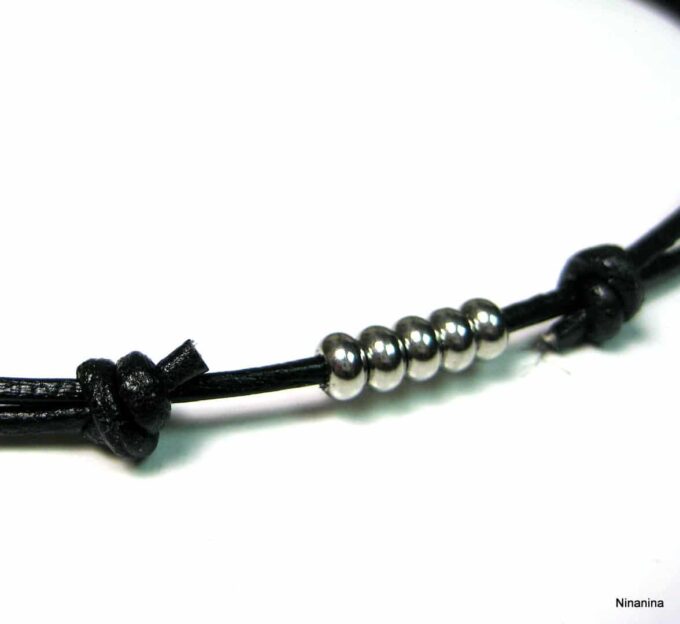 N2992teri_collier_homme_cordon_cuir_rondelles_acier_inoxydable