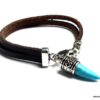 N3014ter_Bracelet_homme_cuir_corne_dent_de_tigre_turquoise