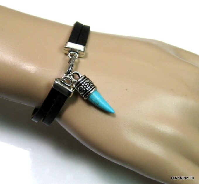 N3014terb_bracelet_homme_cuir_corne_turquoise