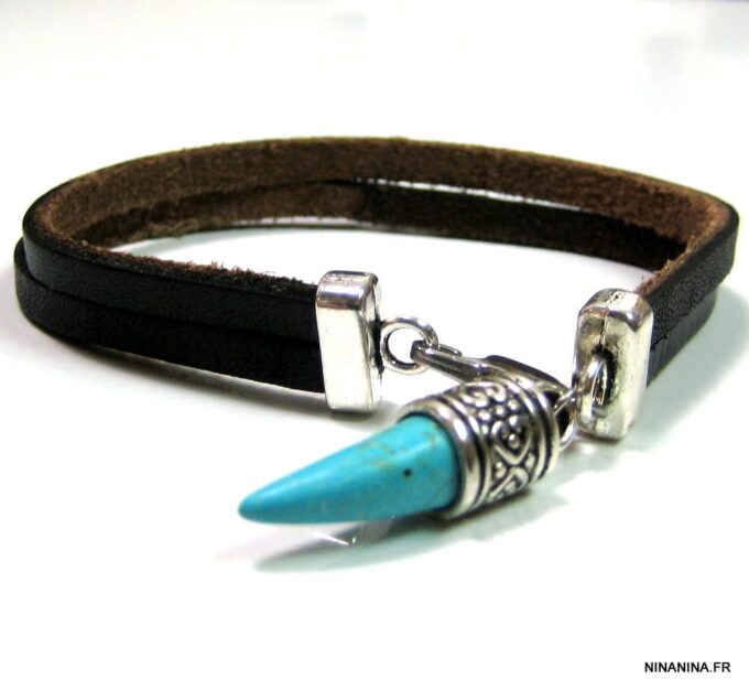 N3014tere_bracelet_homme_cuir_corne_turquoise