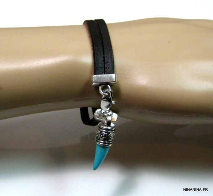 N3014terj_bracelet_homme_cuir_corne_turquoise