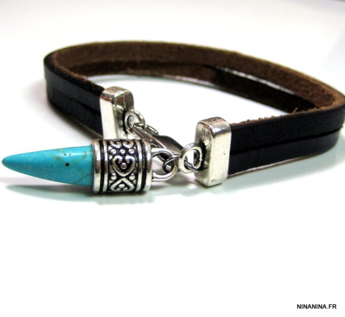 N3014terk_bracelet_homme_cuir_corne_turquoise