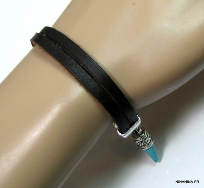 N3014terl_bracelet_homme_cuir_corne_turquoise