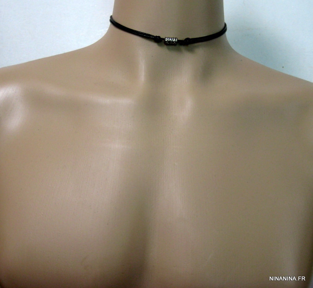 Collier homme cuir et métal argenté – Image 8