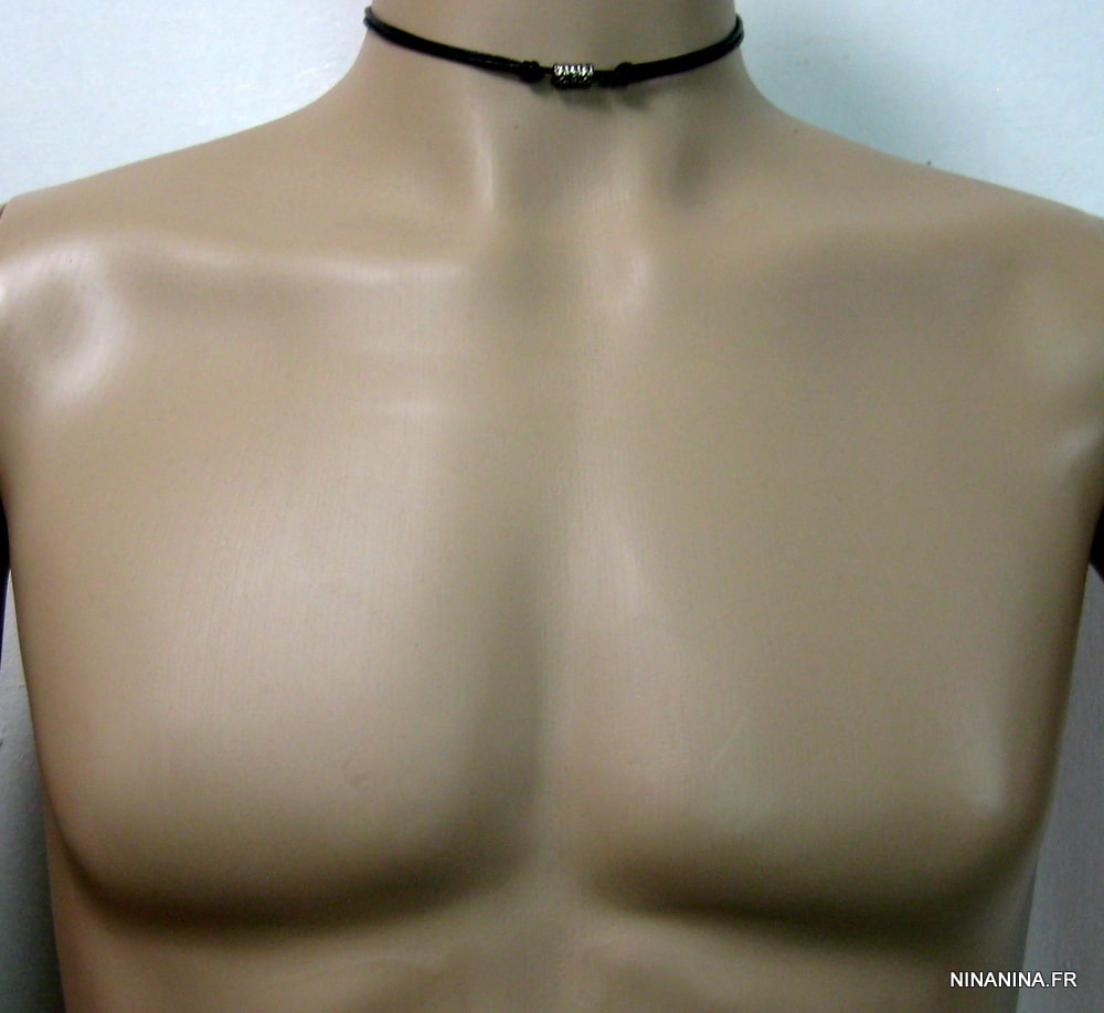 Collier homme cuir et métal argenté – Image 10