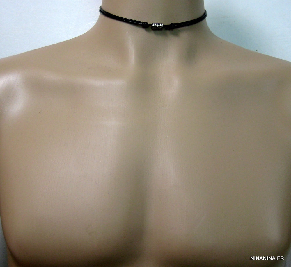 Collier homme cuir et métal argenté – Image 12