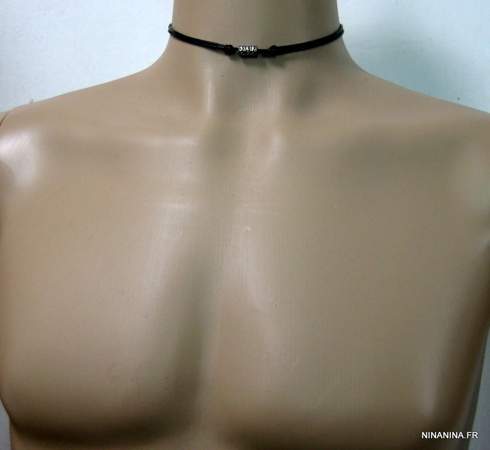 Collier homme cuir et métal argenté – Image 13