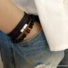 N3031a_Bracelet_homme_cuir_3_tours_fermoir_acier_inoxydable_-_Bijoux_Bracelets_en_ligne_Ninanina