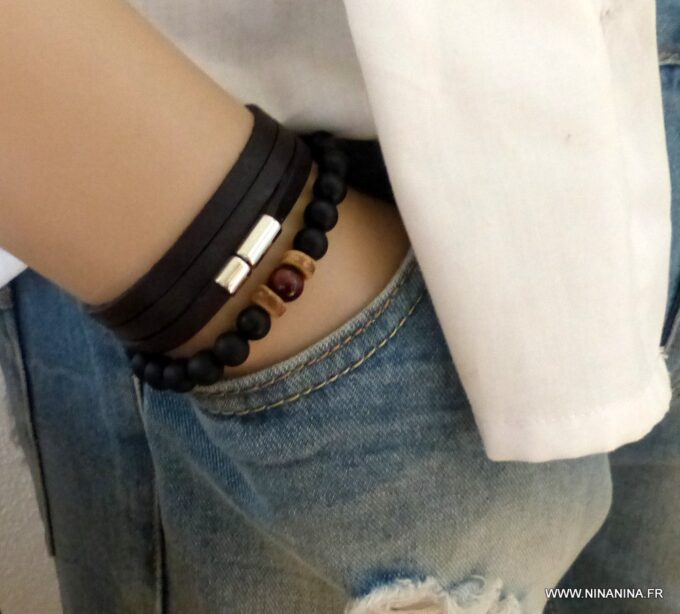 N3031a_Bracelet_homme_cuir_3_tours_fermoir_acier_inoxydable_-_Bijoux_Bracelets_en_ligne_Ninanina